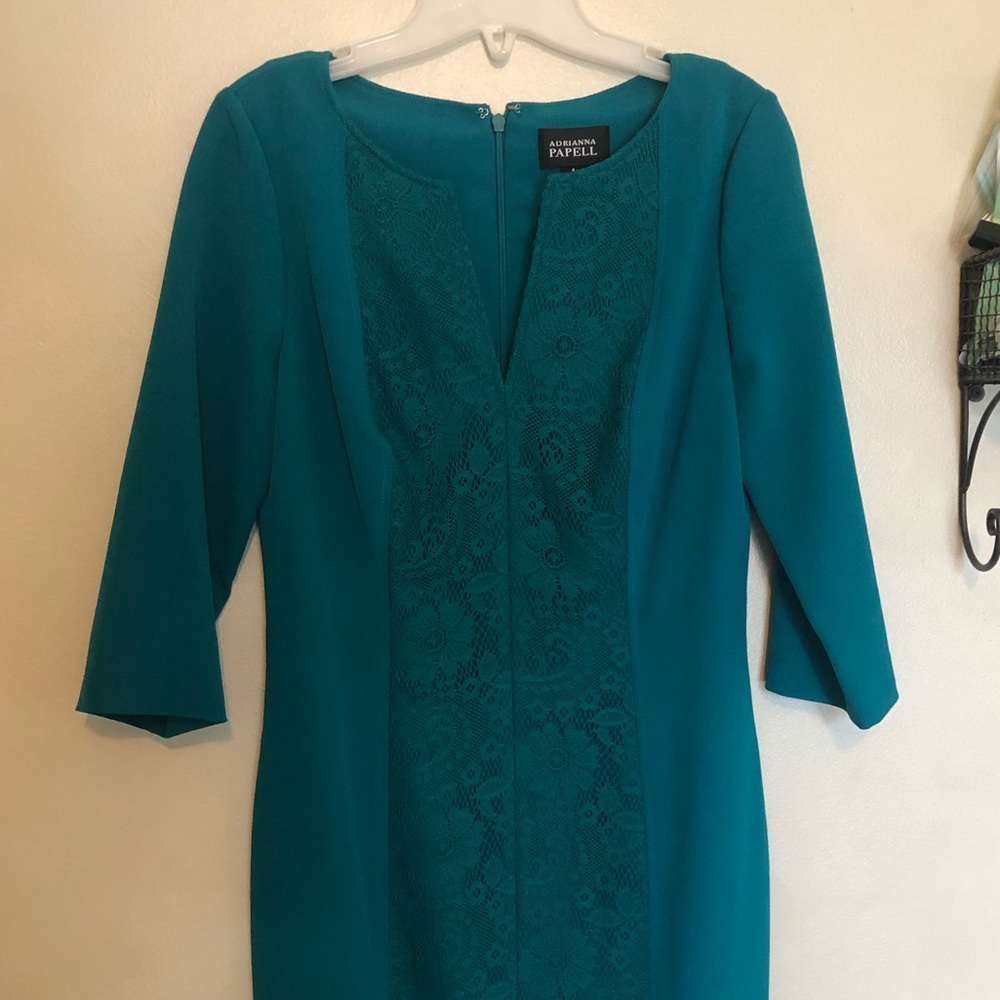 Adriana Papell Teal Lace Dress
